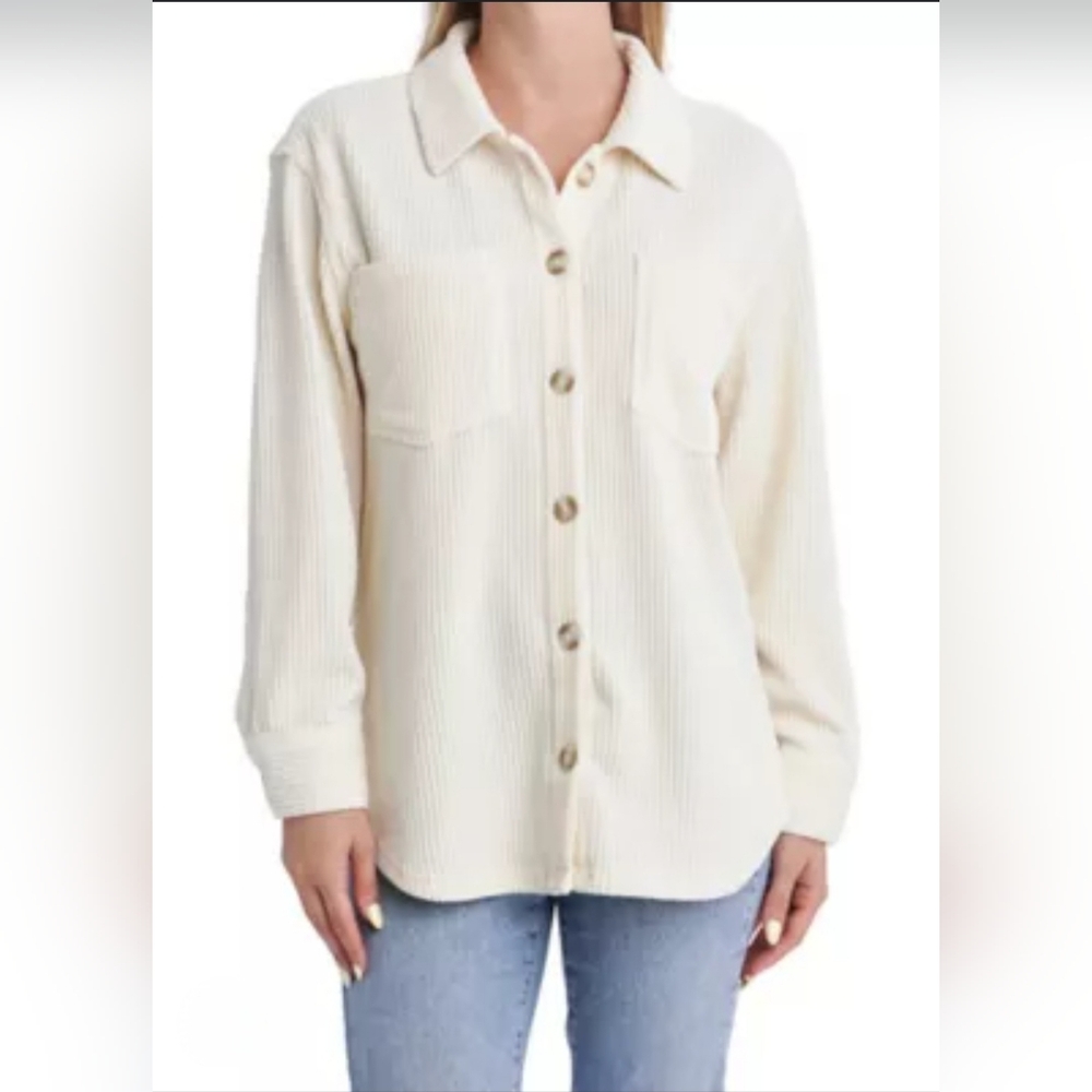 Thread & Supply Ribbed Button Down Cardigan L - image 2